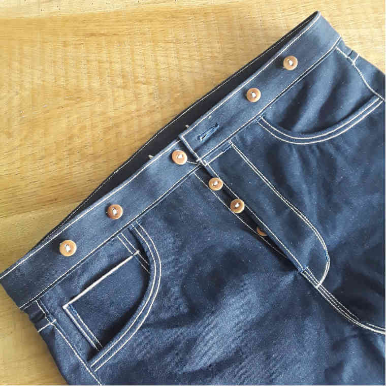 Jeans Godfrieds met knopen voor bretellen