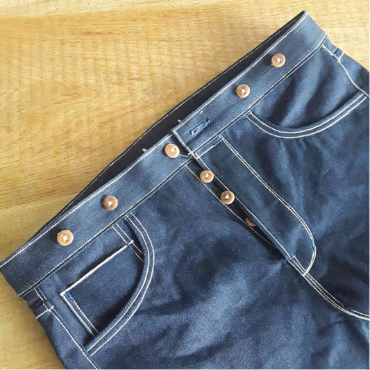 Jeans Godfrieds met knopen voor bretellen